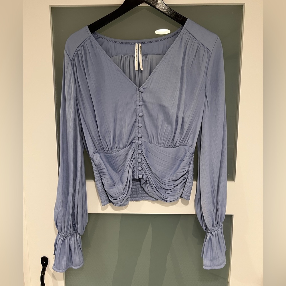 Anthropologie Button Blouse - light blue, size small